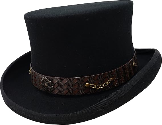 Top Hat with Leather Band and Chain | Victorian Style Steampunk