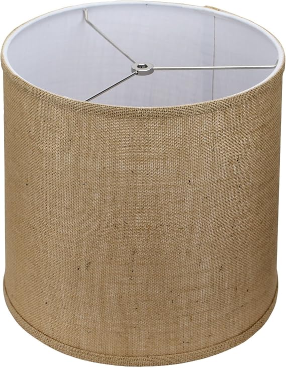 12" Top Diameter x 13" Bottom Diameter 12" Slant Height Lampshade Retro Rustic Vintage Hardback Liner USA Made (Burlap Natural)