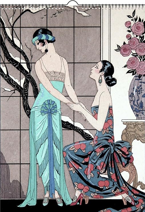 2027 Wall Calendar [12 pages 8"x12"] Art Deco Fashion Vintage La Vie Parisienne Magazine Barbier