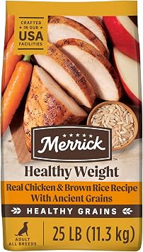 Merrick Healthy Grains Premium Adult Dry Dog Food, Wholesome and Natural Kibble, Healthy Weight Recipe - 25.0 lb. Bag
