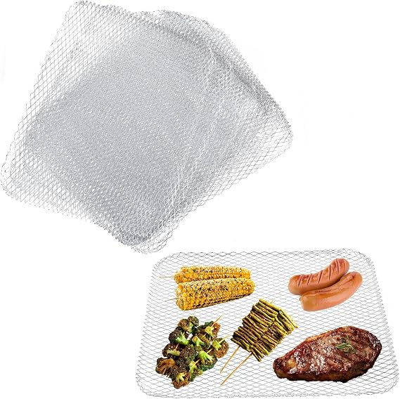 Lemecima 10 Pack Grill Topper, Grill BBQ Disposable Grill Toppers, Topper for Outdoor Grill Disposable Grilling Liners Prevent Food from Falling Through Grill Grates(15x12 Inch)