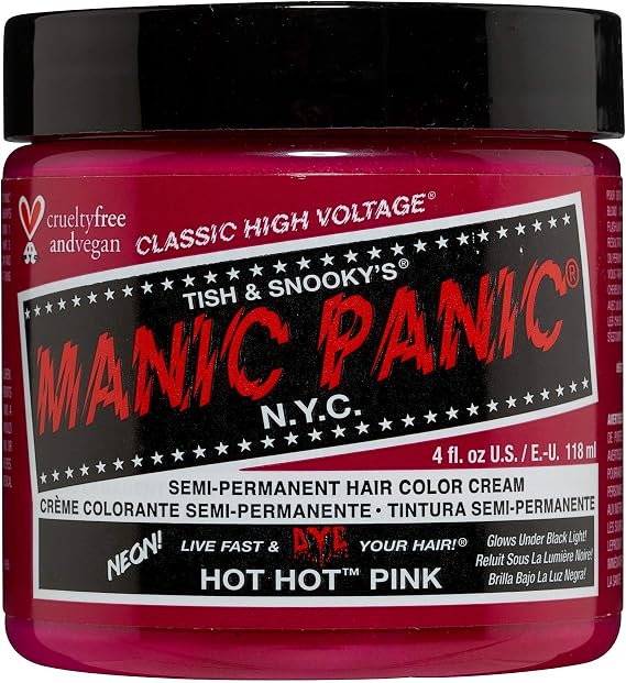 MANIC PANIC Cream Formula Semi-Permanent Hair Color - Hot Pink GLOWS