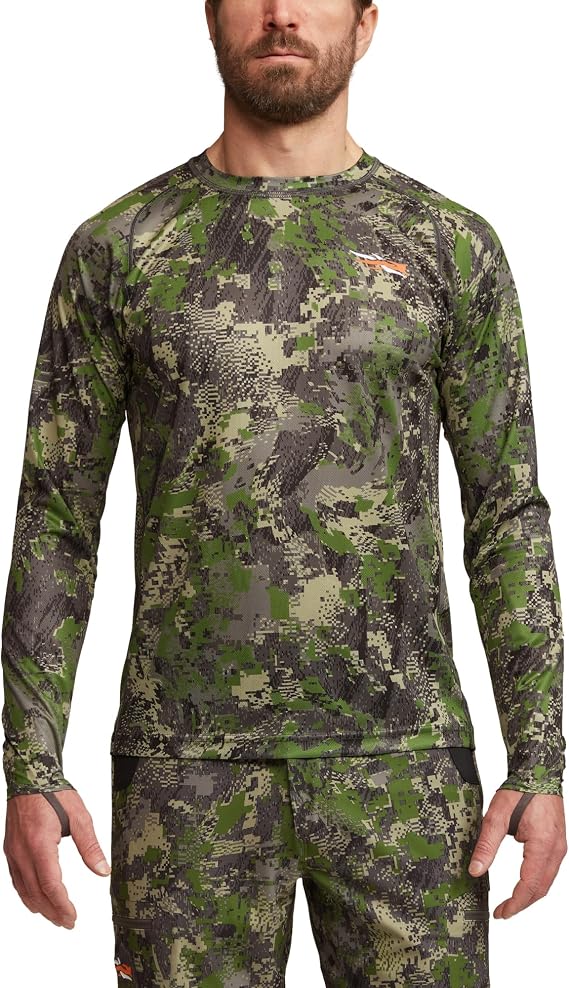 SITKA Core Lightweight Crew LS Moisture-Wicking Long Sleeve Base Layer Shirt, Lightweight Performance Top for All-Season Outdoor Use, Optifade Cover, Medium