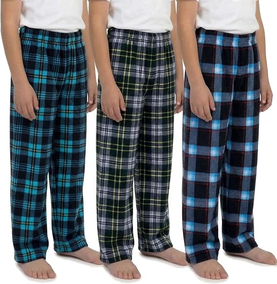 Mad Dog Concepts Boys Pajama Pants - Soft Micro Fleece PJ Bottoms for Kids Printed Plaid Design Boy's Sleepwear Size 620 3PK