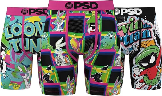 PSD Mens Underwear Looney Tunes Graphic Print Boxer Briefs, Packs & Singles