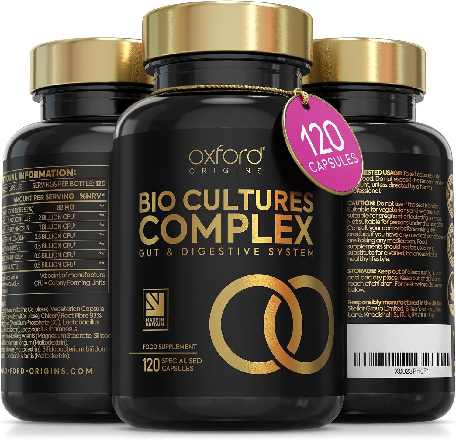 Advanced Probiotics for Gut Health | Scientifically Formulated Pre & Probiotic Gut Health Supplements | Specialised Capsules with 5 Billion Bacterial Cultures, 100 Billion CFUg | 120 Capsules