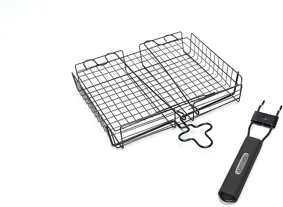 GrillPro 24876 Deluxe Non Stick Broiler Basket with Detachable Handle