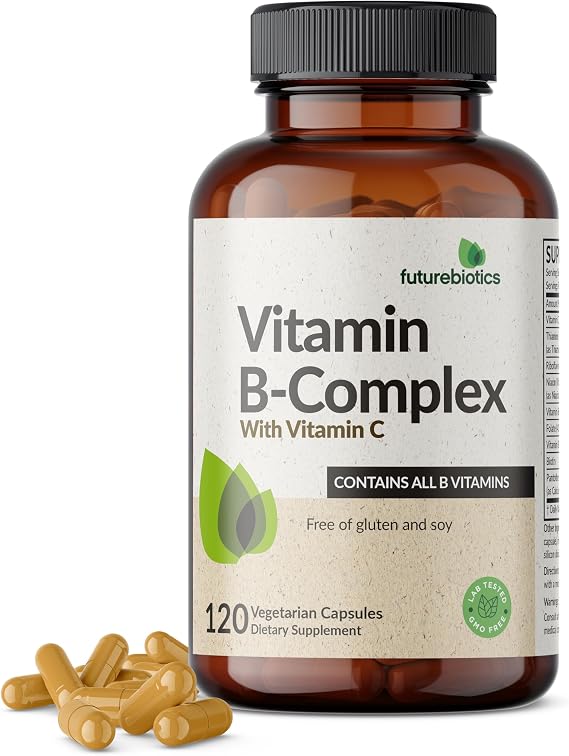 Futurebiotics Vitamin B Complex with Vitamin C Supports Energy Production, Nervous System & Immune Support - Non-GMO, 120 Vegetarian Capsules