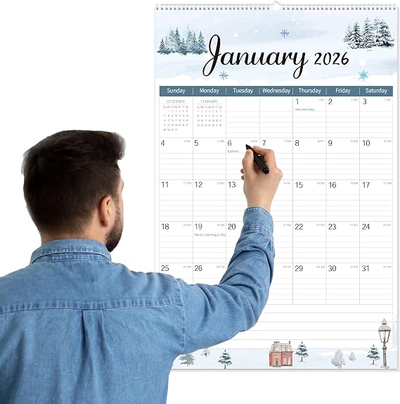GuassLee Extra Large Wall Calendar 2026-2027, 20"x 30" Big Vertical Wall Calendar 2026, Jan. 2026 to Jun. 2027, 18-Month Hanging Planner Wall with Julian Date for Office Home School Organizing