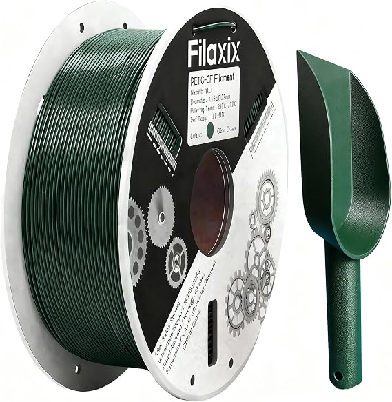 Carbon Fiber PETG Filament 1.75 mm, PETG CF 3D Printer Filament, Compatible with Creality K1C,Bambu LAB,QIDI MAX3, Prusa MK4,FLASHFORGE Adventurer 5M FDM 3D Printer, 1 KG 1 Spool/Olive Green