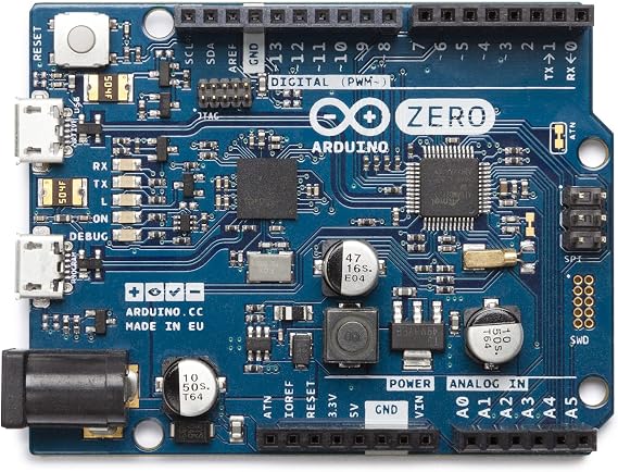 Arduino Zero [ABX00003] - 32-bit ARM Cortex-M0+, 48MHz, 256KB Flash, 32KB SRAM, Native USB, 14 Digital I/O Pins, 6 Analog Inputs, Compatible with Arduino IDE for Embedded and IoT Projects