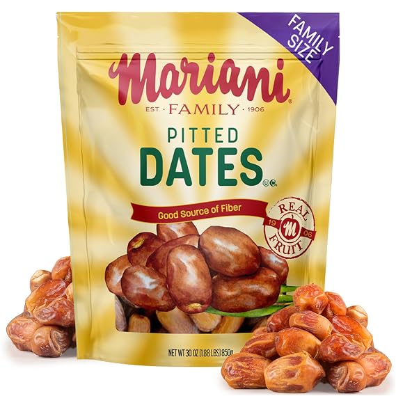 Mariani Dried Pitted Dates, 30oz Bag - Dried Dates Pitted No Sugar Added, No Dairy, Vegan,  of Fiber for Snacking, Cooking and Baking