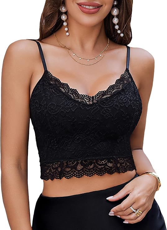 Avidlove Lace Bralette for Women Spaghetti Strap Tank Top V Neck Slim Basic Camisoles