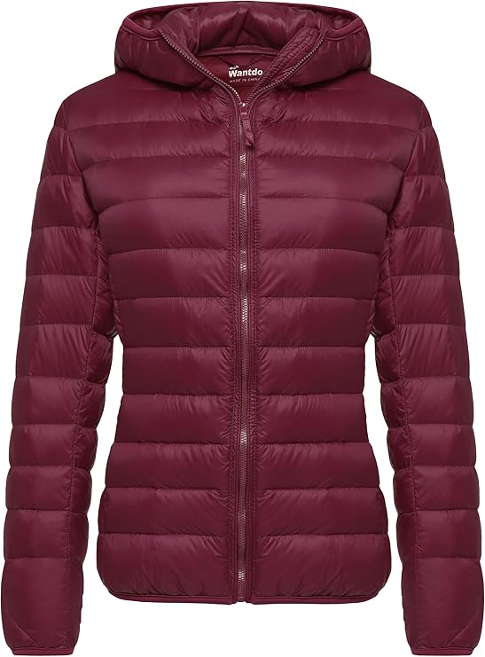 Wantdo Women's Packable Puffer Down Jacket Coat Hooded Short
