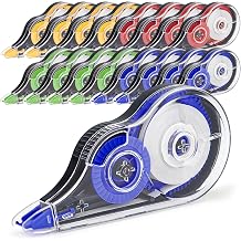 16 Pcs Correction Tape Set, 12m x 5mm White Out Tape Roller, Large Capacity Correction Tape Pocket Mouses for School Note Taking and Office Supplies (4 Colors)