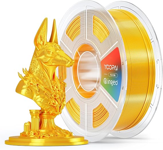 YOOPAI Gold Silk PLA Filament 1.75mm, Luxury Chrome-Like Mirror Shine, Premium Silk Smooth Finish, Reliable Consistent Printing 3D Printer Filament, 1kg Spool(2.2lbs)
