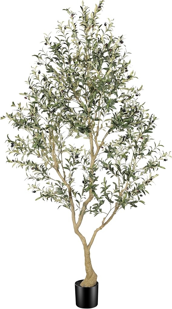 FEELEAD 8ft Artificial Olive Tree,Faux Olive Tree 240cm, Lifelike Fruits