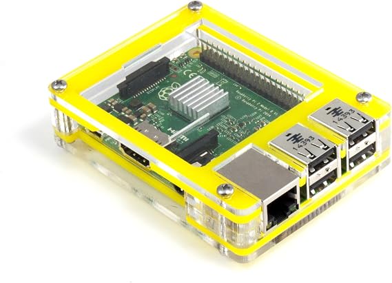 Zebra Case - Raspberry Pi 3 B+, Pi 2 and B+ (Tropical Yellow) with Heatsinks ~ C4Labs