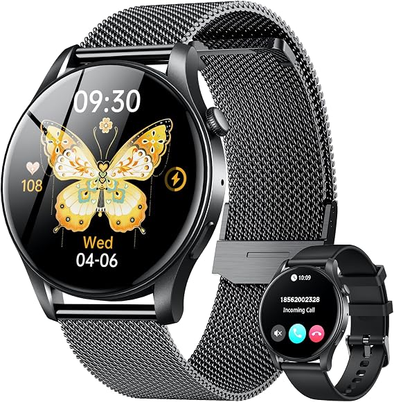 Smartwatch for Men Fitness Watch: 1.43" Amoled Touchscreen Smart Watch Answer/Make Call with Heart Rate Blood Pressure Sleep Monitor 100+ Sports Modes Fitness Tracker IP67 Waterproof for Android iOS