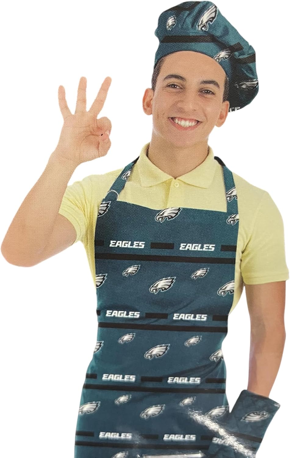 NORTHWEST The Company Official NFL 3-Piece Apron, Oven Mitt and Chef Hat Set, One Size, Team Colors, Levels
