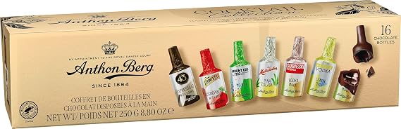 Anthon Berg 16 Dark Chocolate Cocktails, Famous Spirits with a Delicious Liquid Filling, 250 g (Pack of 1)