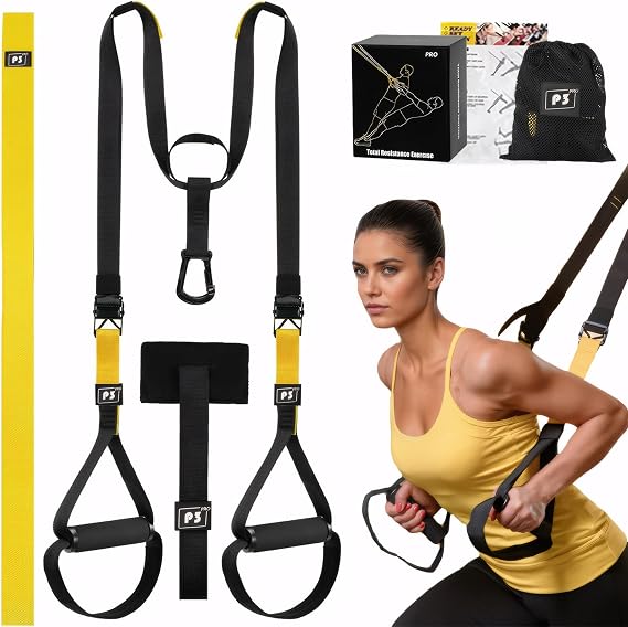 Trx Suspension Trainer Home,Adjustable Trx Bands,Sling Trainer Set Suitable for Indoor & Outdoor Workout,Gym Equipment for Home with Door Anchor,Attachment Carry Bag,Exercise Instructions