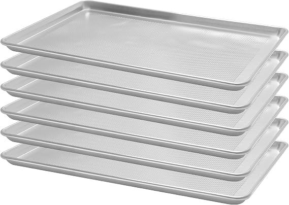 BIEAMA 6 Pack Full Size 18" x 26" Aluminum Baking Sheet Pan Perforated, Commercial Bakery Equipment Cookie Sheets, NSF Approved Baking Tray