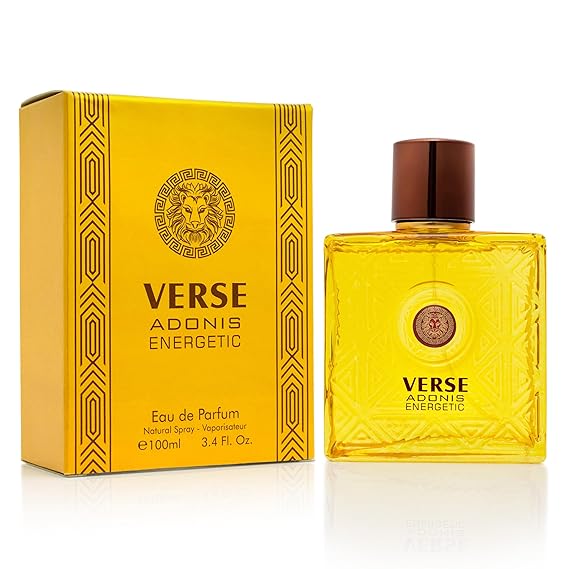 Verse Adonis Energetic for Men - Long-Lasting Fresh Fragrance, Bold & Invigorating Scent, Perfect for Day & Night Wear, Energizing & Powerful Aroma, 3.4 Fl Oz (100ml) Eau de Parfum Bottle Spray Par | Perfect for Day & Night Wear