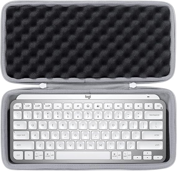 co2CREA Hard Case for MX Keys Mini Keyboard, Pale Grey | Compatible with Advanced Wireless Illuminated Keyboard, Shockproof Protective Travel Bag, EVA Carrying Box