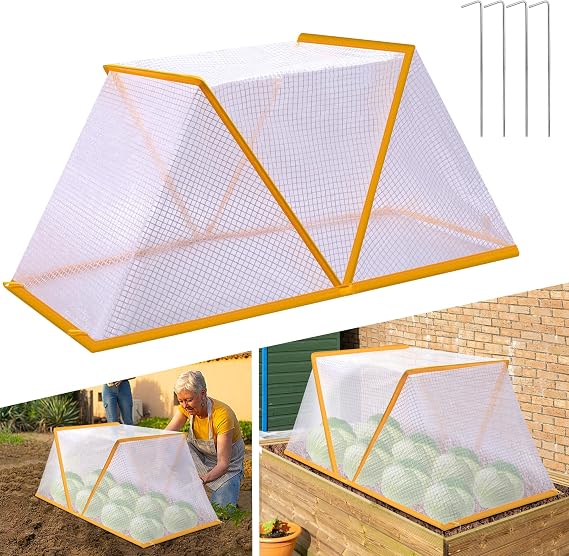 32" x 13" x 14" Garden Row Accelerator Plants Cover, Foldable Raised Garden Beds Vegetable Rows Plant Protector, Plant Net Cage Guard Greenhouse Cover for Protecting Vegetable Fruit from Animals