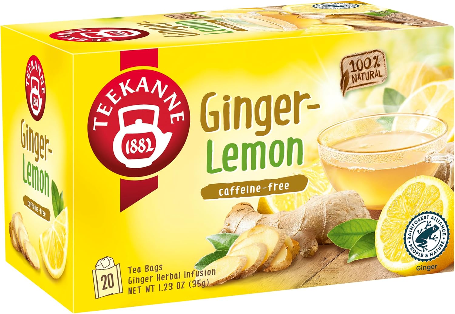 Teekanne World of Ginger and Lemon Herbal Infusion Tea with Lemongrass, Lemon Peels, Liquorice and Lemon Myrtle 20 Teabags