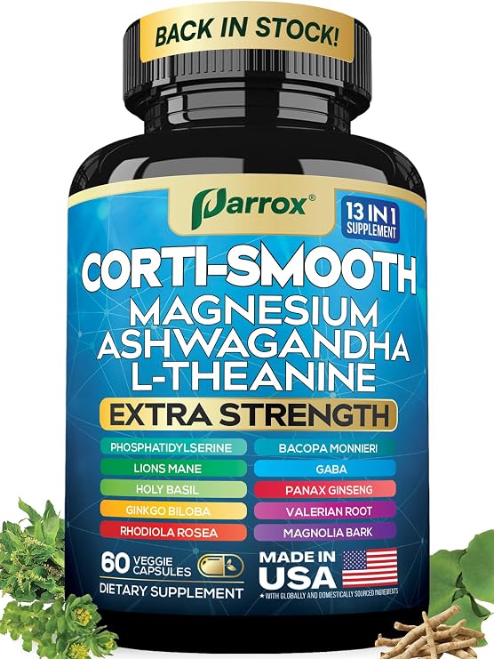 Cortisol Supplement, 11-in-1 Magnesium & Ashwagandha, Corti-Smooth, 60ct