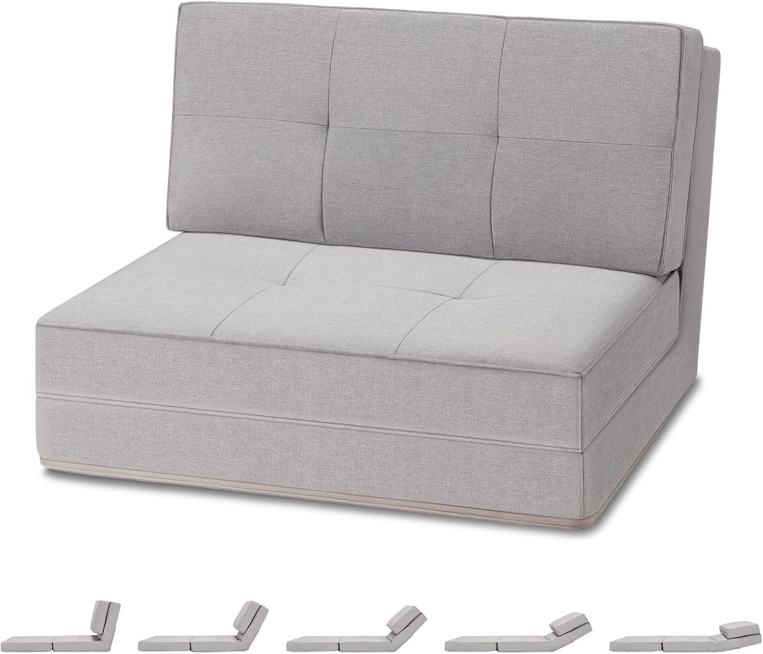 Adjustable Convertible Flip Chair Upholstered Floor Sofa with 5-Position Backrest,3 in1 Folding Sleeper Dorm Game Bed Couch Mattress for Living Room,Bedroom,70.8 L X 27.5 W X 5.1 H