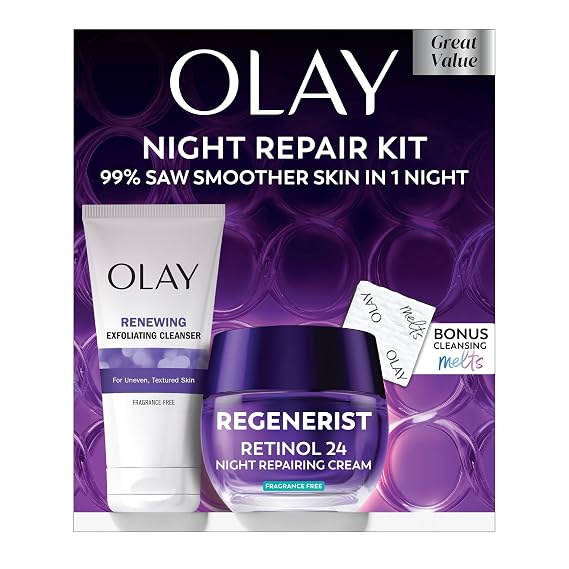 Olay Regenerist MicroSculpting Face Moisturizer w/Triple Collagen Peptide + Detoxifying Exfoliating Pore Wash Cleanser, AntiAging Routine Set (1.7 oz + 5 oz)