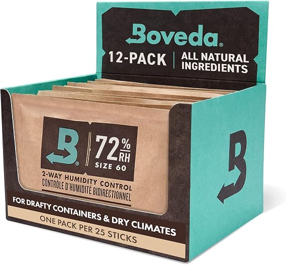 Boveda 72% Humidity Control Packs, Size 60, 12-Ct - for Dry Environments