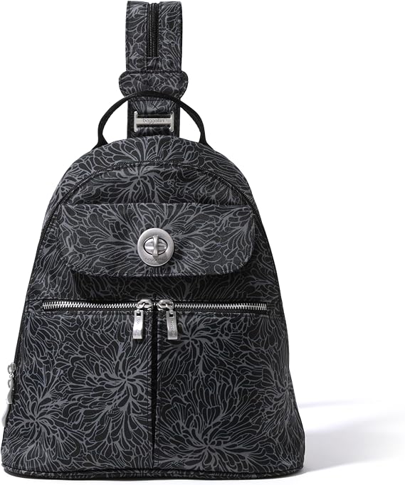Baggallini Naples Convertible Backpack - Travel Sling Crossbody - 12" Nylon Handbag w/ RFID & Padded Tablet Sleeve