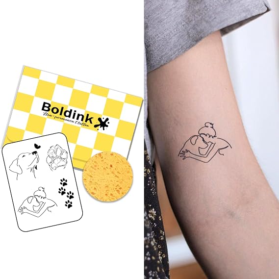 Pet Love and Pawprint Temporary Tattoos Realistic Fake Tattoo Waterproof
