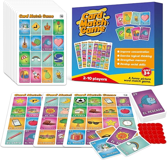 Quilinz Loteria Mexican Bingo,Juegos de mesa,Sight Word Bingo Games for Kindergarten,Great for Learning Spanish,Toddler Matching Game,sequence for kids,Preschool Learning Activities,Family Board Games