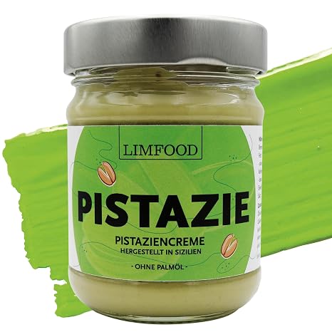 Limfood 190 g Pistachio Cream Sweet - 45% Pistachio Content - Made in Bronte (Italy) - Sweet Spread - High Nut Content Palm Oil Free