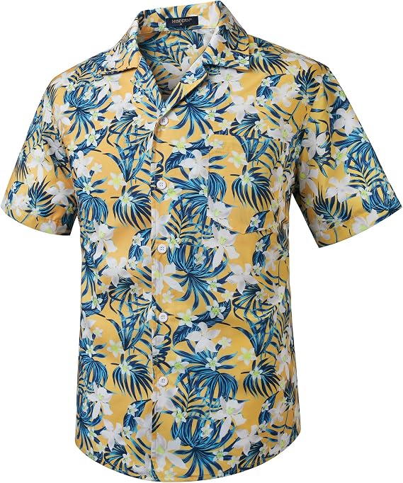 Hawaiian Shirt for Men Casual Summer Short Sleeve Beach Vacation Aloha Hawaii Button Down Shirt Holiday