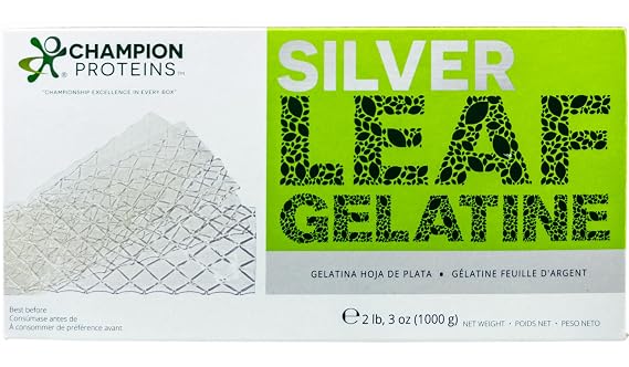 Silver Leaf Gelatin Sheets, 400 Sheets, 170 Bloom, Champion Leaf Gelatine, 1/KG (2.2/Lbs) [100% USA Owned Family Business]