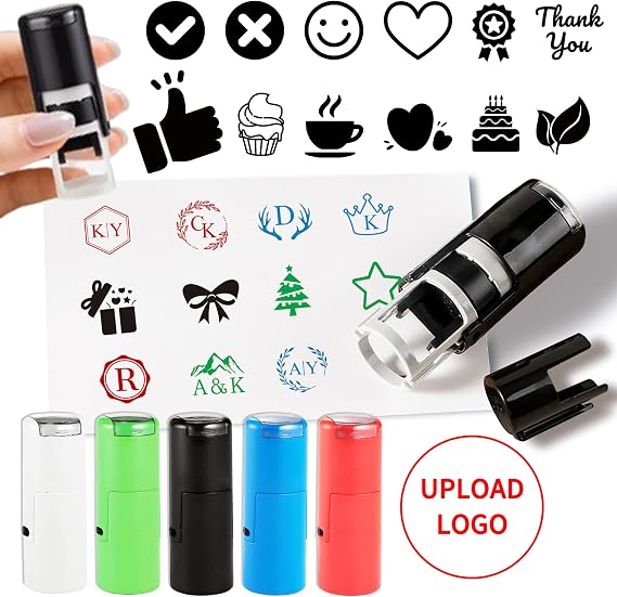 Custom Loyalty Card Stamp Personalized Self-Inking Mini Logo Stamps 12mm/0.47inch Small Stamp for Business, Shop Member Reward, Coffee Card Round Stamper