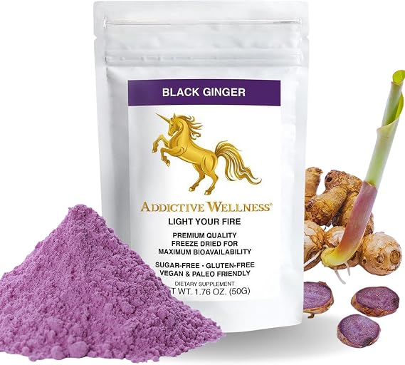 Addictive Wellness Thai Black Ginger Powder for Men, 50g, Vegan & Paleo