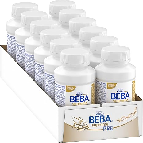 Nestlé BEBA Supreme Pre Initial Milk Ready to Drink from Birth Only Lactose without Palm Oil Pack of 12 (12 x 200 ml)
