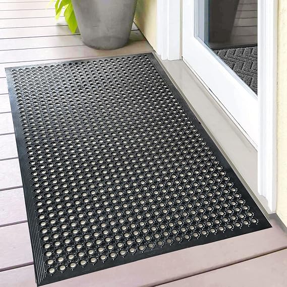 Uniboho Door Mat Outside Entrance Rubber Floor Mat 35x24 Anti Slip