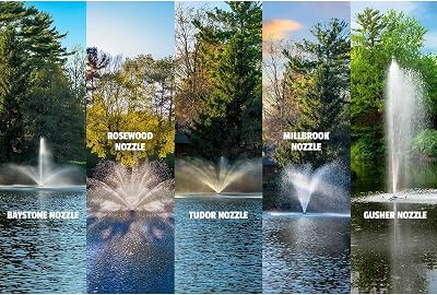 Scott Aerator Great Lakes Large Pond Fountain- 34 HP 115V with 100 ft. Cord | Aerating Fountain for Lakes & Ponds | Maintenance Free Stainless Steel | 5 Pattern | Nozzles Included
