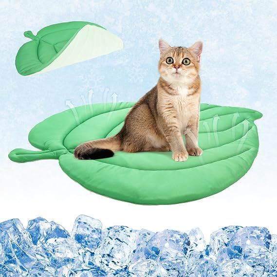 KOOLTAIL Cat Cooling Mat, Upgraded Two Sided Cooling Pad for Dogs Cats Puppy, Soft Summer Pet Sleeping Blanket Kennel to Keeping Cool, Washable Dog Mats for Crate Sofa Bed Outdoor Indoor, Leaf Shaped