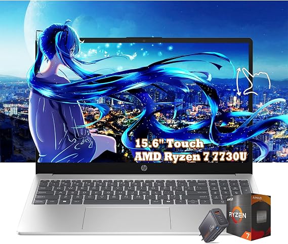 HP 15.6" Full HD Touchscreen Laptop | AMD Ryzen 7 7730U (Beats i9-10880H) | 64GB RAM | 2TB SSD | AMD Radeon Graphics | Win 11 | Fast Charge | Wi-Fi 6.