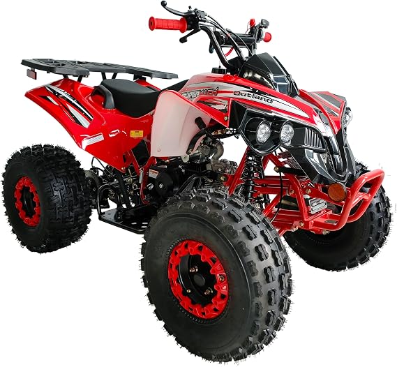 HHH Upgraded 125cc ATV Sports Quad Youth Utility Style 125cc Fully Automatic with Reverse Gas 4 Wheeler Outlander ATVs Quads Big 19/18 inches Tires (Red)