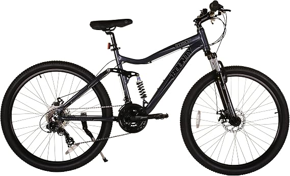Bounty Full Suspension Mountain Bike - 18 Speed Shimano Gearing, Zoom Suspension Forks, Disc Brakes, Light Alloy Rims - Bikes for Men